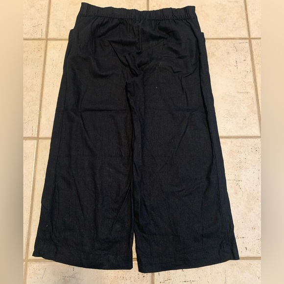 Cleo Petites Black Linen Blend Wide Leg Cropped Pants Size S - Picture 5 of 6